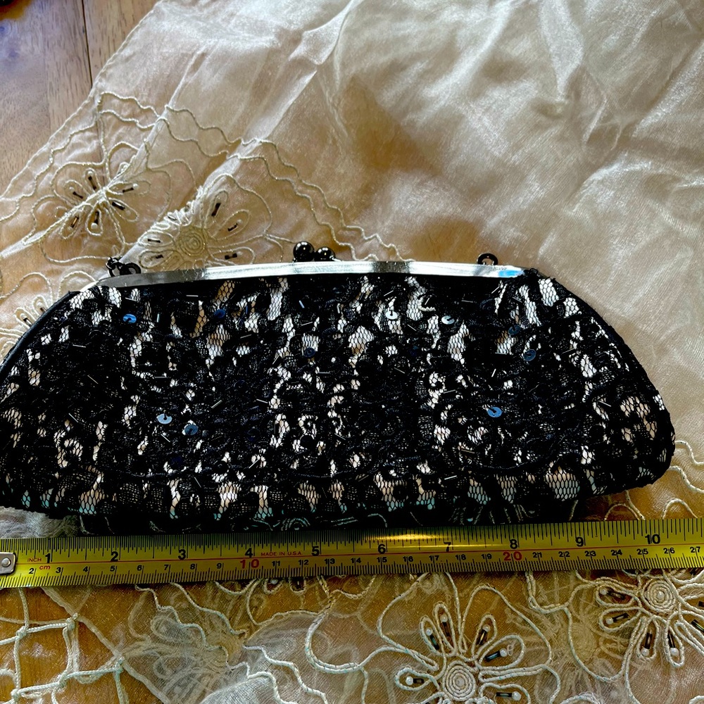 Black lace and sequin evening bag.